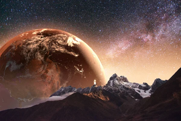 Realistyczne Ziemi Lyustration Dzięki Uprzejmości Nasa Fantastyczne Gwiaździste Niebo Mlecznej — Zdjęcie stockowe