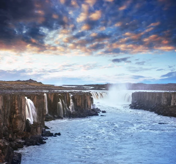 Φανταστική Θέα Του Καταρράκτη Selfoss Του Εθνικού Πάρκου Vatnajokull Μυστηριώδη — Φωτογραφία Αρχείου