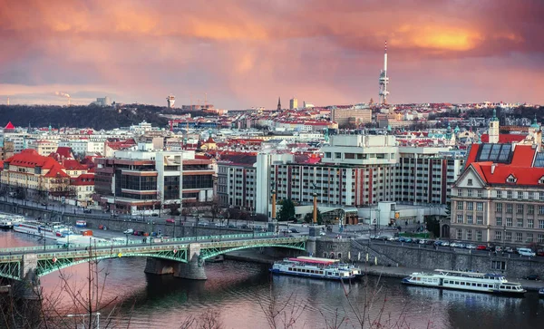 Prag Arkitektur Och Vltava Floden Tjeckien — Stockfoto