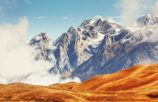 Dikke Mist Bergpas Goulet Georgië Svaneti Europa Caucasus Mountains — Stockfoto