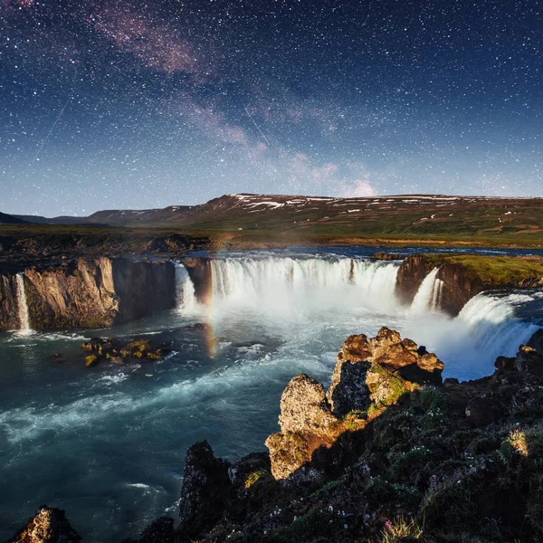 Hodafoss Très Belle Cascade Islandaise Est Situé Nord Près Lac — Photo