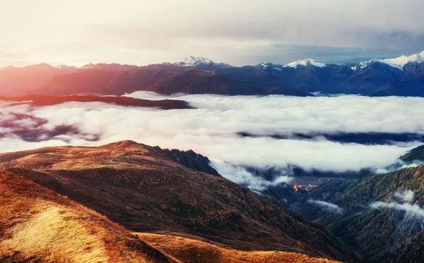 Niebla Gruesa Paso Montaña Goulet Georgia Svaneti Europa Cáucaso — Foto de Stock