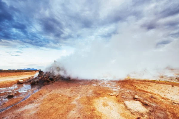 Fumarole Field Namafjall Iceland Picturesque Landscapes Forests Mountains Stock Picture