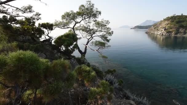 Γραφικό μεσογειακό θαλασσινό τοπίο στην Τουρκία — Αρχείο Βίντεο