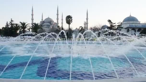 Sultan Ahmed Moskee verlicht blauwe moskee, Istanbul, Turkije — Stockvideo