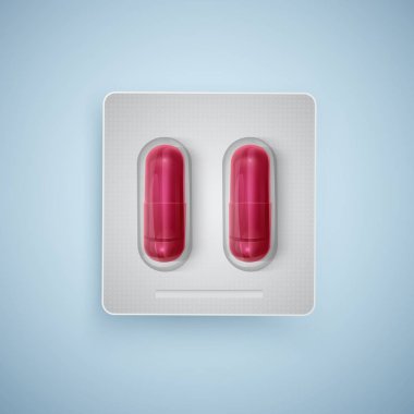 Kapsül ve Vakumlu Ambalaj, Medikal Ürünler, gerçekçi vektör yeni hap