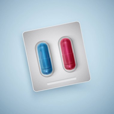 Kapsül ve Vakumlu Ambalaj, Medikal Ürünler, gerçekçi vektör yeni hap