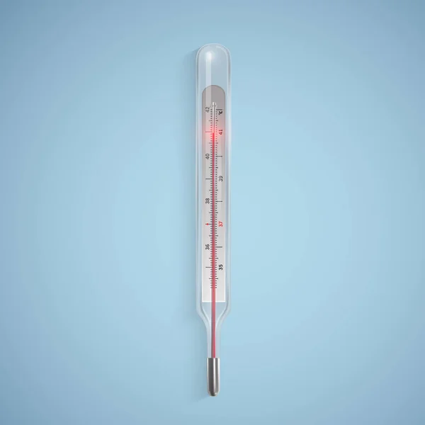 Thermomètre en verre réaliste pour mesurer la température du corps humain. Thermomètre médical sur fond clair. Illustration vectorielle, eps 10 . — Image vectorielle