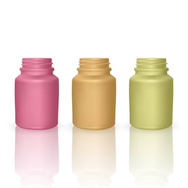 Gerçekçi plastik şişe kümesi. Şablonları alay. Vektör eps 10 illüstrasyon, açık renkli boş renkli şişe