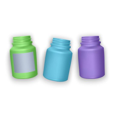 Gerçekçi plastik şişe kümesi. Şablonları alay. Vektör eps 10 illüstrasyon, açık renkli boş renkli şişe