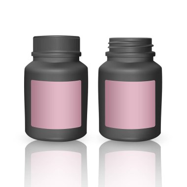 Gerçekçi plastik şişe kümesi. Şablonları alay. Vektör eps 10 illüstrasyon, açık renkli boş siyah şişe