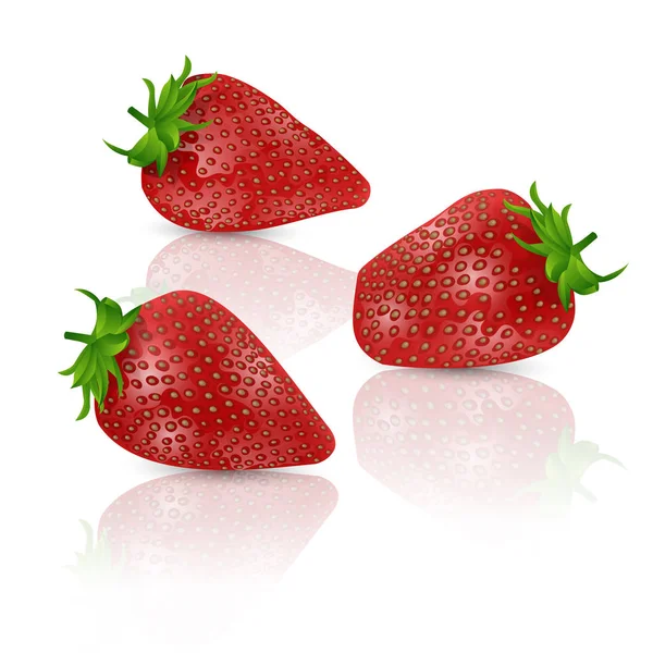 Beyaz arka plan üzerinde izole gerçekçi tatlı ve taze çilek kümesi. Taze meyve organik, resimde kırmızı tatlı çilek