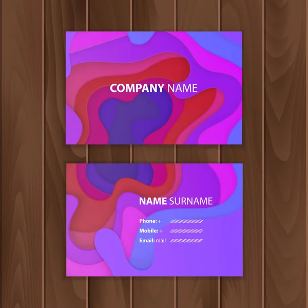 Πρότυπο επαγγελματική κάρτα με πολύχρωμο, αφηρημένη χαρτί κοπεί σχεδιασμό, εικονογράφηση διάνυσμα — Διανυσματικό Αρχείο