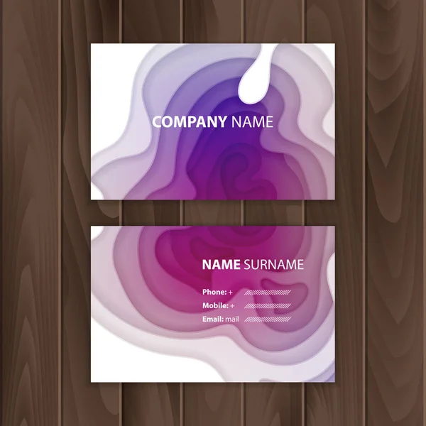 Πρότυπο επαγγελματική κάρτα με πολύχρωμο, αφηρημένη χαρτί κοπεί σχεδιασμό, εικονογράφηση διάνυσμα — Διανυσματικό Αρχείο