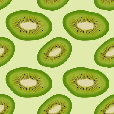 Gerçekçi taze olgun kivi ile dikişsiz desen. Vektör çizimi