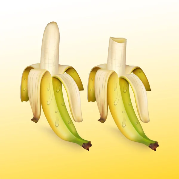 明るい背景に熟したバナナ、リアルなベクトルイラスト — ストックベクタ