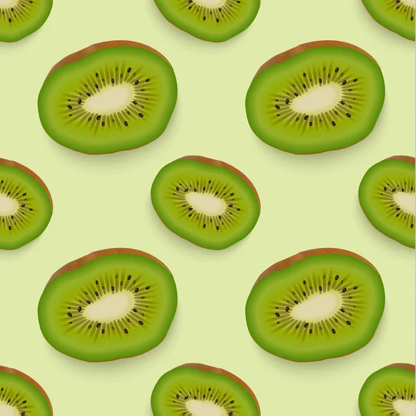 Naadloos patroon met realistische verse rijpe kiwi. Vector illustratie — Stockvector