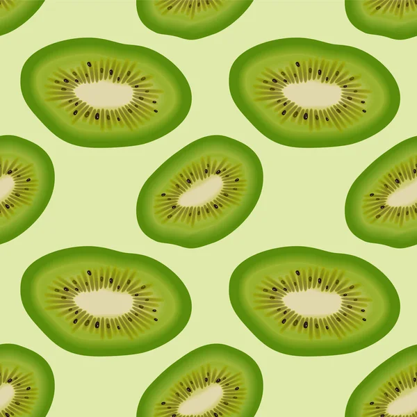 Naadloos patroon met realistische verse rijpe kiwi. Vector illustratie — Stockvector