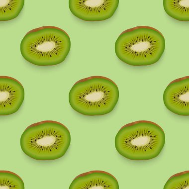 Gerçekçi taze olgun kivi ile dikişsiz desen. Vektör çizimi