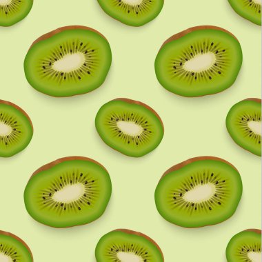 Gerçekçi taze olgun kivi ile dikişsiz desen. Vektör çizimi