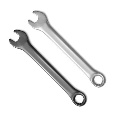 Çelik spanners koyu ve beyaz renkler Beyaz arka plan üzerinde İllüstrasyon. Vektör çizimi