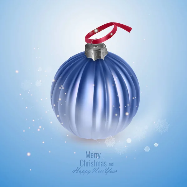 Heldere nieuwe jaar kaart met een realistische kerst bal, vector illustratie — Stockvector