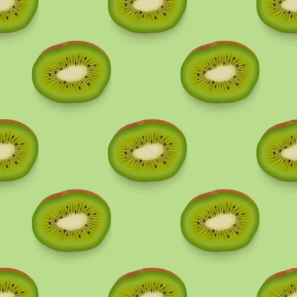 Modèle sans couture avec kiwi frais mûr réaliste. Illustration vectorielle — Image vectorielle