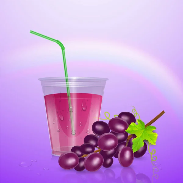 Bicchiere di succo di frutta, succo d'uva fresco, vettoriale eps 10 illustrazione — Vettoriale Stock