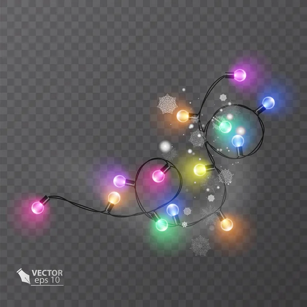 Weihnachtsdekoration, Lichteffekte isolierte Designelemente. leuchtende Lichter für das Weihnachtsgrußkartendesign. Vektorillustration — Stockvektor