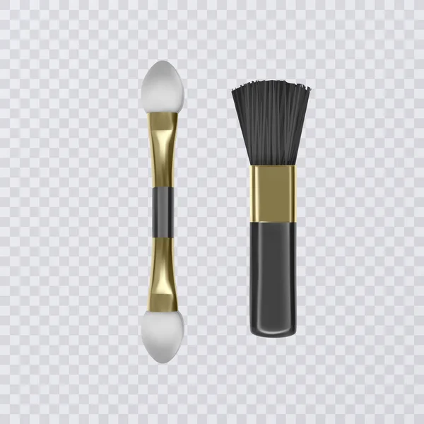 Set professionelle Make-up-Pinsel für Lidschatten, realistische Darstellung auf transparentem Hintergrund — Stockvektor