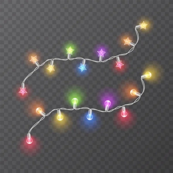 Vánoční stromeček na průhledném pozadí, prvek pro návrh karet, nápisy atd. Realistické vánoční dekorace, vektorová ilustrace — Stockový vektor