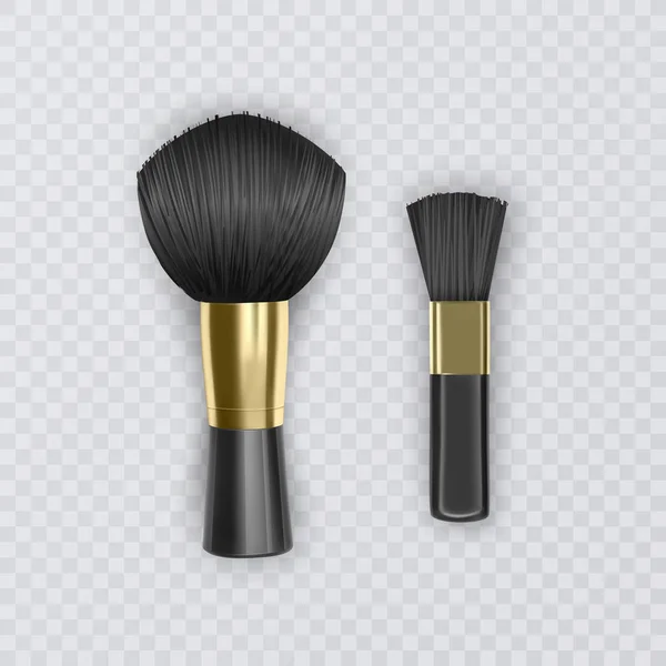 Set professionale cosmetico make up Blusher polvere, illustrazione realistica su sfondo trasparente — Vettoriale Stock