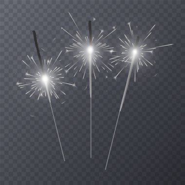 Şeffaf arka plan, Noel tatil tebrik kartı tasarım dekorasyon ışığı efekti üzerinde izole gerçekçi bengal ışık efektleri kümesi. Vektör çizim