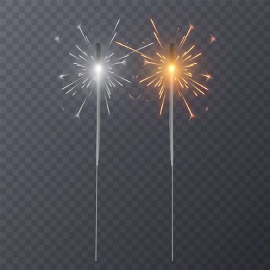 Şeffaf arka plan, Noel tatil tebrik kartı tasarım dekorasyon ışığı efekti üzerinde izole gerçekçi bengal ışık efektleri kümesi. Vektör çizim