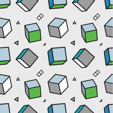 Dikişsiz desen, pop art tarzı nda 3d grafik küpleri ile renkli desen. Bunu çocuk odasında duvar kağıdı olarak kullanabilirsiniz.
