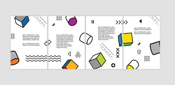 Brožura v formátu a4. Pop-art geometrické pozadí s barevnými grafickými prvky. Návrh pozadí s 3d prvky. Vektorové eps 10 — Stockový vektor