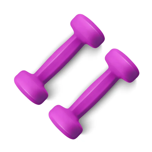 Набор 3d Dumbbells Set, реалистичный детализированный вид крупным планом, изолированный на белом фоне. Спортивный слон. Векторная иллюстрация Fitness Dumbbell — стоковый вектор