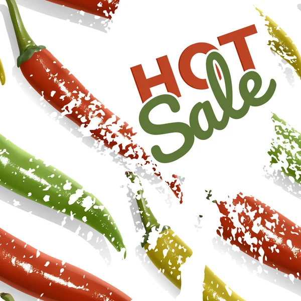 Hot πώληση φόντο με τσίλι πιπεριά, Hot έκπτωση, διανυσματικό πρότυπο εικονογράφηση για πανό, ταπετσαρία, πρόσκληση, αφίσες, και ούτω καθεξής — Διανυσματικό Αρχείο