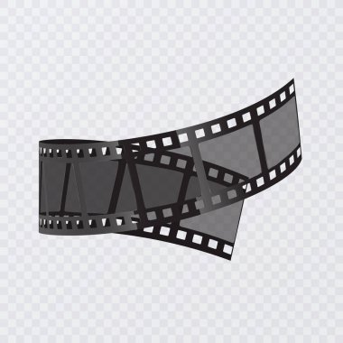 Saydam arka plan üzerinde izole vektör film şerit kümesi. 3d vektör illüstrasyonlu eski film şeridi