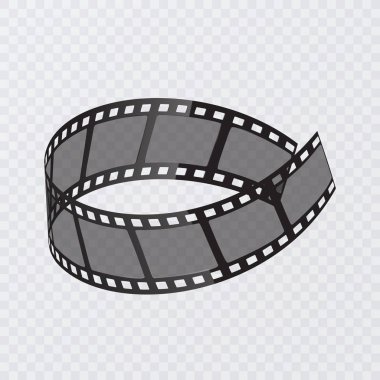 Saydam arka plan üzerinde izole vektör film şerit kümesi. 3d vektör illüstrasyonlu eski film şeridi