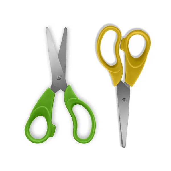 Set of scissors, open and closed on white background. Realistic illustration. Vector eps 10 — Stock Vector