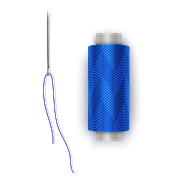 The Thread of Blue Color, Thread Set. Красочный пластиковый Боббин. векторная иллюстрация EPS 10 — стоковый вектор