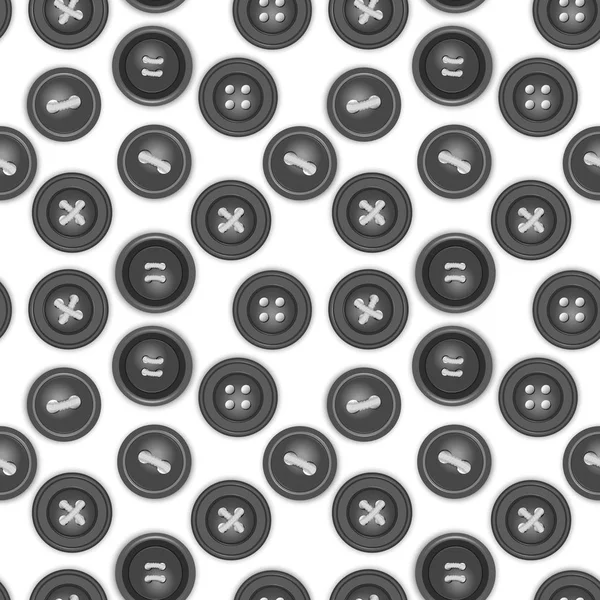Naadloze patroon met knoppen voor kleding van zwarte kleur, op witte achtergrond, ideaal voor textiel, behang, Wrapping, webpagina's, enz. Vector EPS 10 illustratie — Stockvector