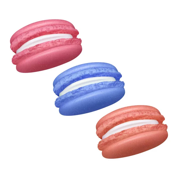 Ensemble de macarons. illustration réaliste, vecteur EPS 10 — Image vectorielle