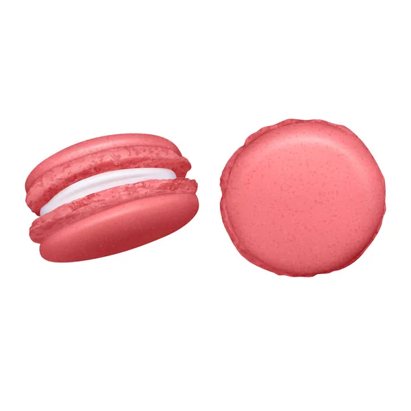 Ensemble de macarons sur fond blanc avec des groupes de deux gâteaux aux amandes sous différents angles illustration vectorielle — Image vectorielle