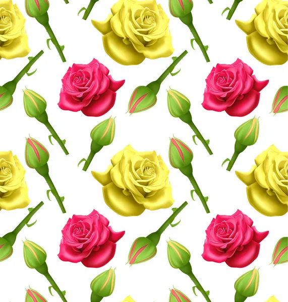 Bezešvé vzory s květinovými růžemi, lze použít na tapety, plakáty, balicí papír. Vektorové Eps10 — Stockový vektor