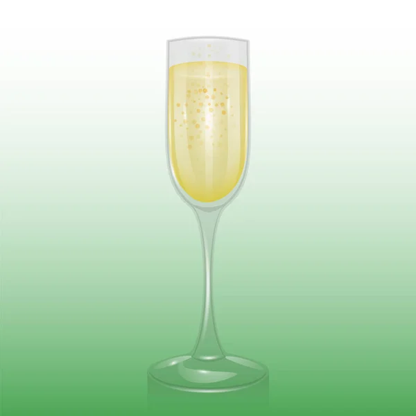 Le verre à champagne, Maquette, modèle de verrerie pour boissons alcoolisées, flûte à champagne, illustration vectorielle réaliste — Image vectorielle