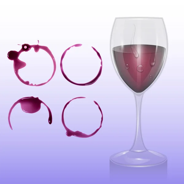 Conjunto de manchas de vino, círculos aislados sobre fondo blanco. Textura del vino con forma de círculos, ilustración vectorial — Vector de stock