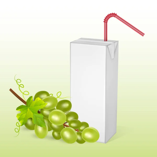 As embalagens cartonadas de leite ou suco, isoladas em fundo claro. pacotes da caixa com suco da uva, bloco branco Mockup, ilustração do vetor — Vetor de Stock