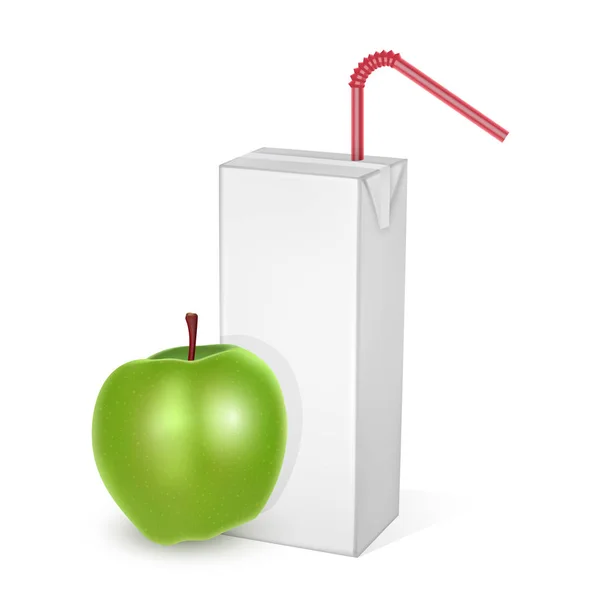 Los envases de cartón de Leche o jugo, aislados sobre fondo claro. envases de cartón con jugo de manzana, mofa paquete blanco, ilustración vectorial de plantilla realista — Vector de stock